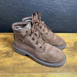 Timberland 58326‎ Brown Leather Ankle Lug Sole Boots Womens 7.5M
